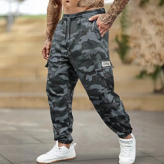 [Trendy Camo Cargo Pants] Camo Cargo Pants - Men's Trendy Casual Regular Fit Trousers With Side Pocket For Outdoor Activities